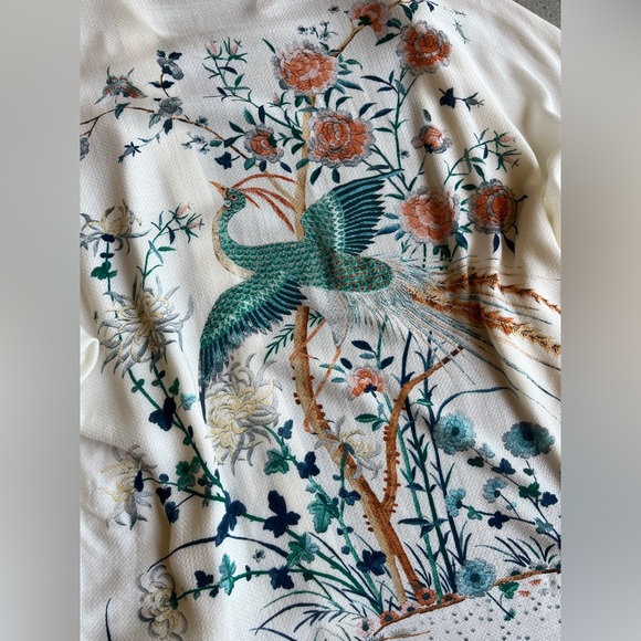JENS PIRATE BOOTY x FREE PEOPLE BOHO FLORAL PEACOCK CRANE KIMONO ANTHROPOLOGIE - Picture 3 of 9